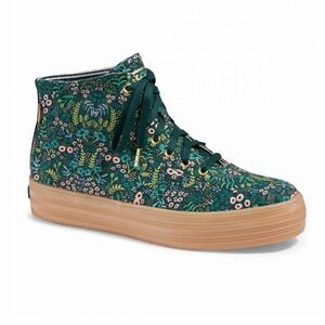 Keds x Rifle Paper Co. Floral Print High Top Sneakers Tapestry Green Size 7